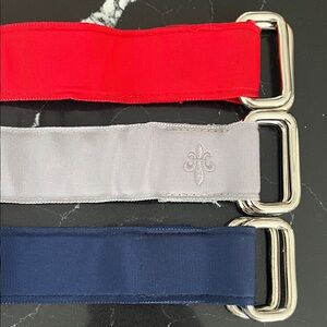 Kids Red, White, and Blue Belt Set in Nylon with Silver Buckles